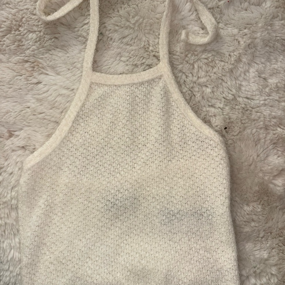 Hollister Elegant White Knit Halter Top